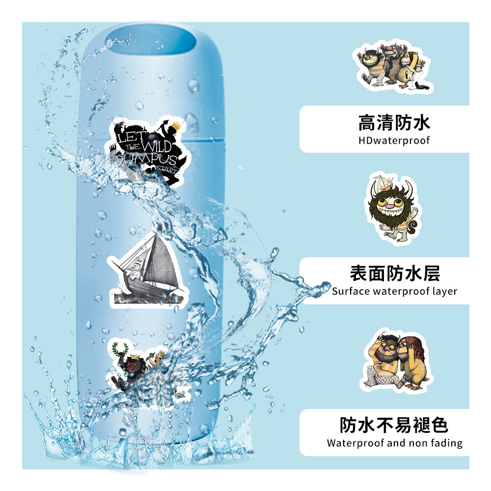 100Pcs Where The Wild Things Are Stickers for Kid Water Bottle Laptop Waterproof