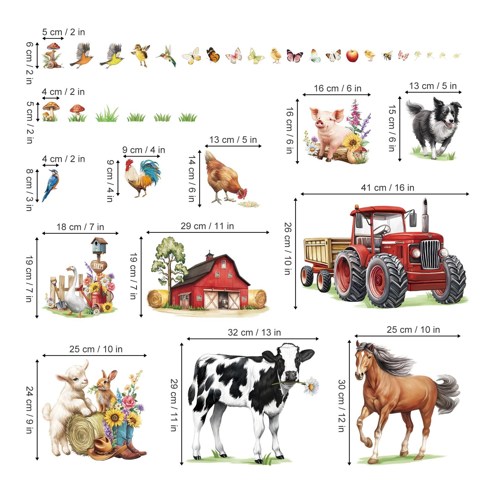Farm Animal Wall Decals Horse Cow Farmhouse Truck Wall Stickers Bedroom Livin…