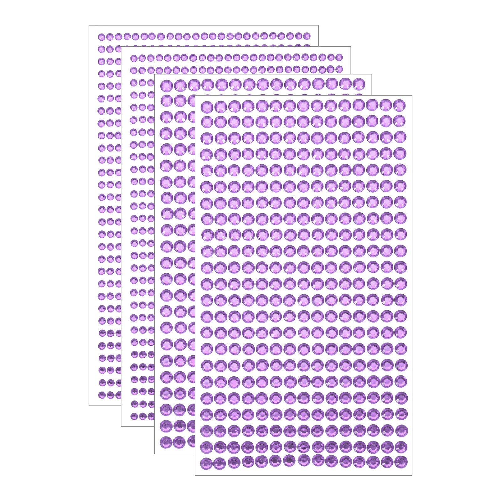 2190Pcs 3mm/5mm Self-Adhesive Rhinestone Stickers 4 Sheet Light Purple