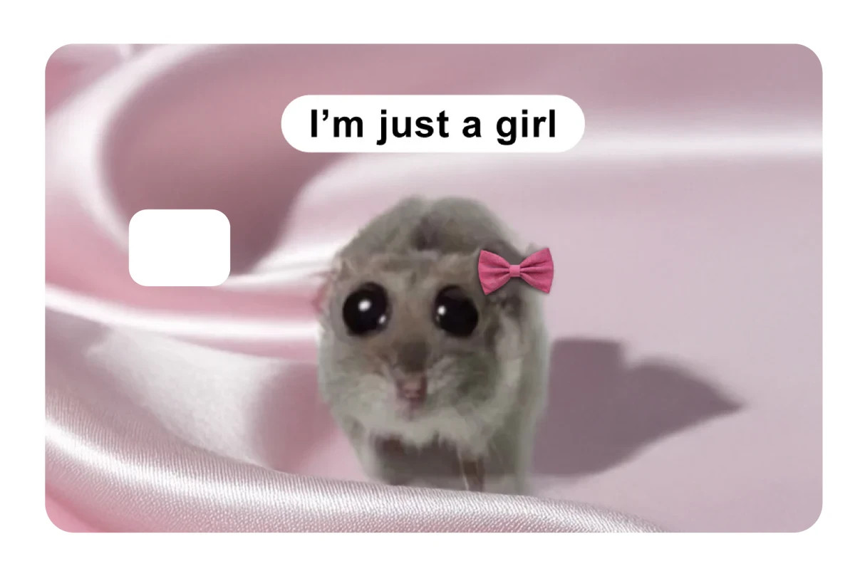 I'm Just a Girl Card Skin 4 Pack Hamster Meme Funny Viral Pink Coquette Aestheti