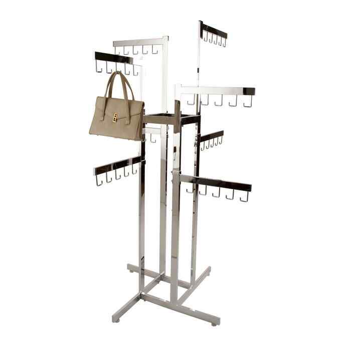 Econoco K88 4-Way Handbag Rack with 4 Straight Arms and 4 Twist-on Straight Arms