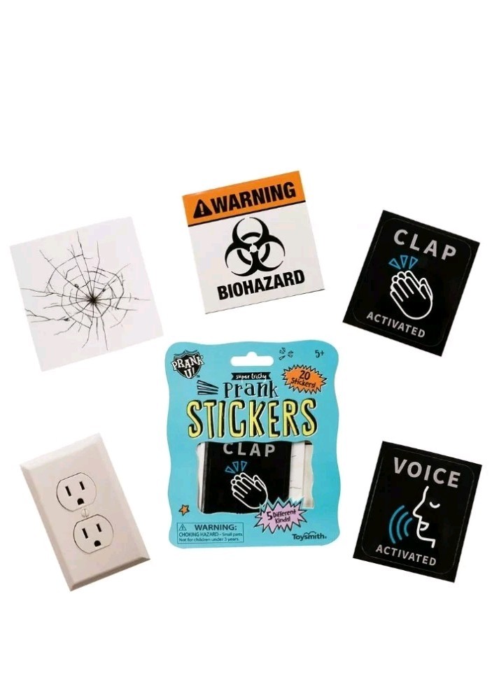 20 3D Prank Stickers Voice Clap Activated Biohazard Crack Glass Outlet bin 231