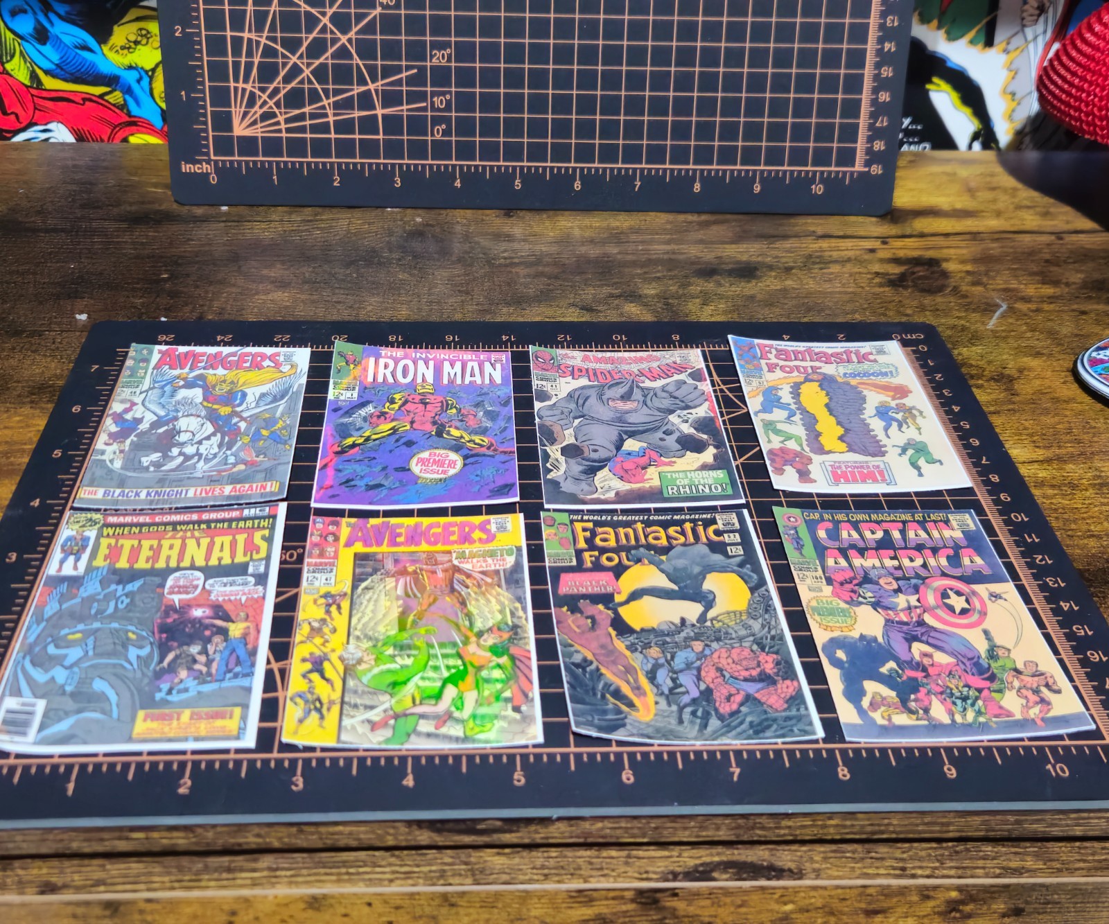 8 Retro comic book Holographic laminated vinyl stickers