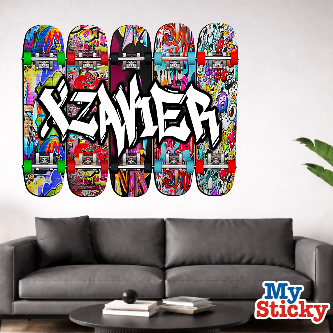 MySticky™ Custom Name Full Color Graffiti Skateboard Wall Art Decal Vinyl Decor