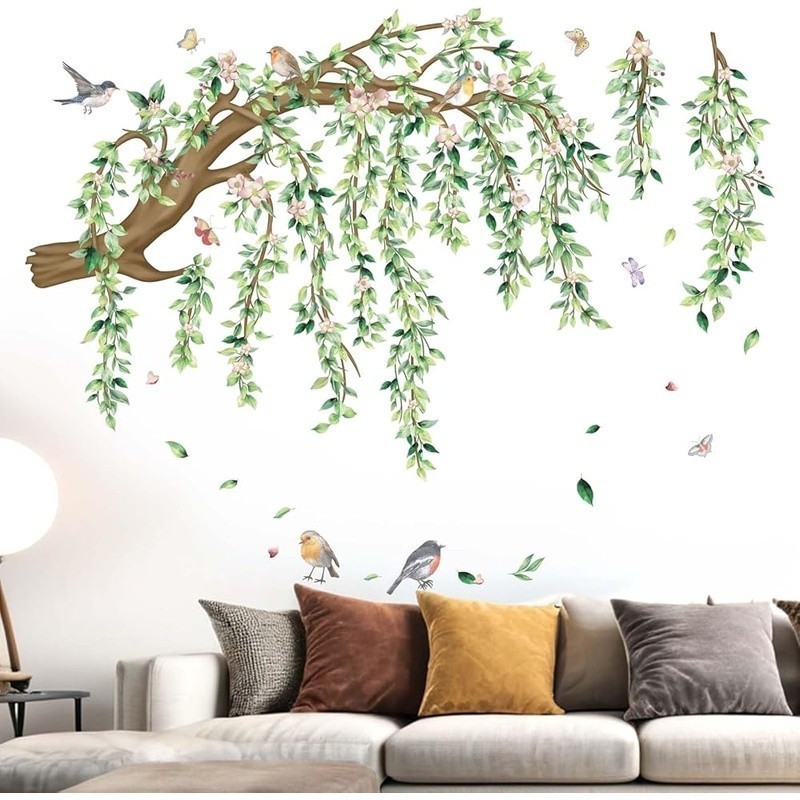 Birds Floral Wall Stickers Removable Waterproof Self Adhesive Home Decor 4 Pack