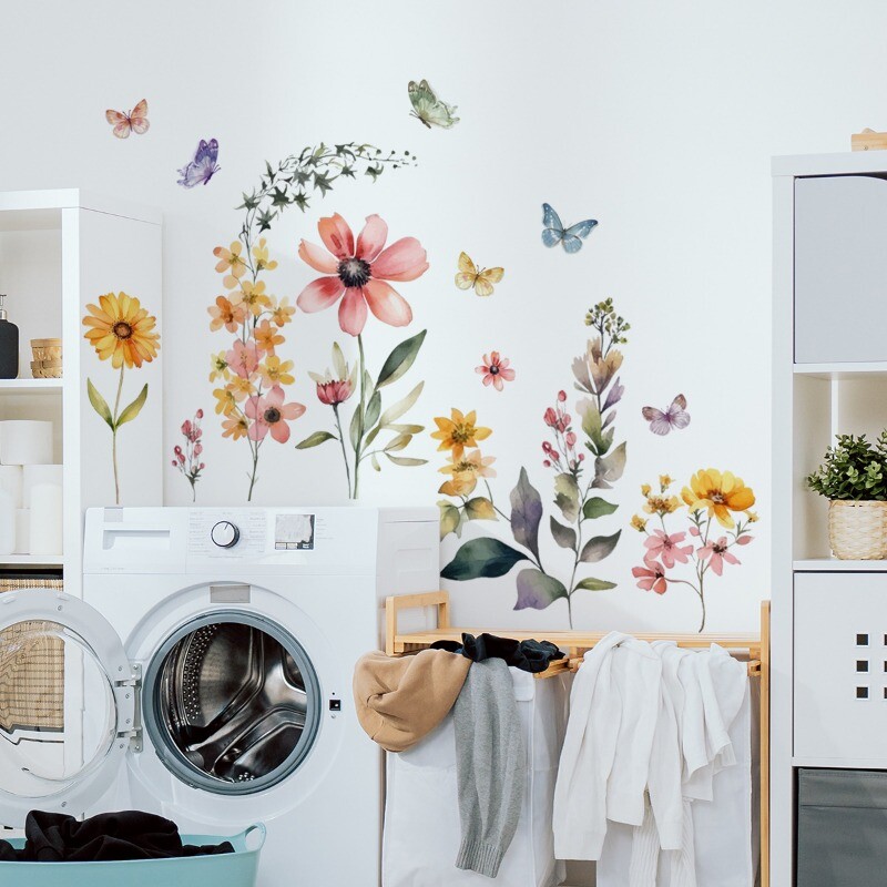 PVC Decorative Wall Stickers Flowers Plants Butterflies