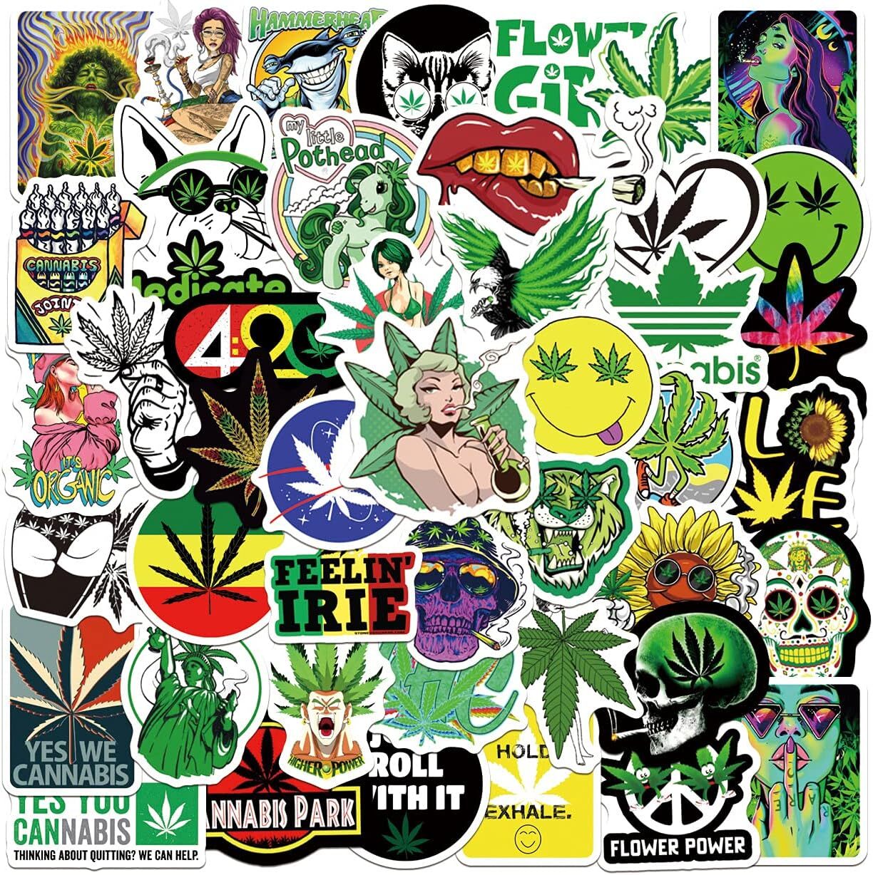200pcs Weed Stickers 420 Funny cannabis Character Smoking Marijuana Hippie Decal