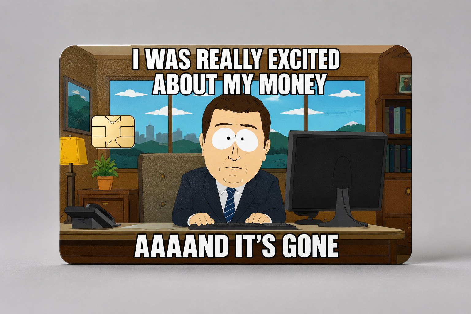 "And Its Gone" Funny Credit / Debit Card Skin Cover Decal Sticker *SMALL CHIP