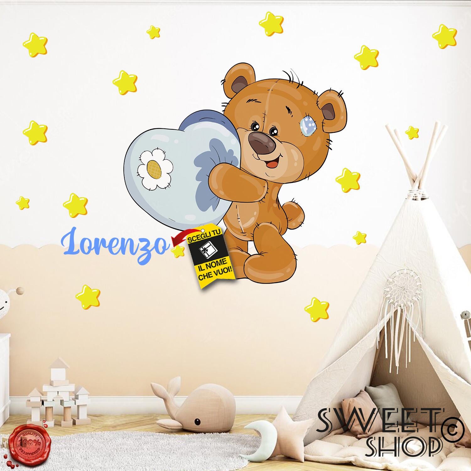 Custom Girl BEAR Wall Sticker Wall Sticker Decoration GIFT IDEA