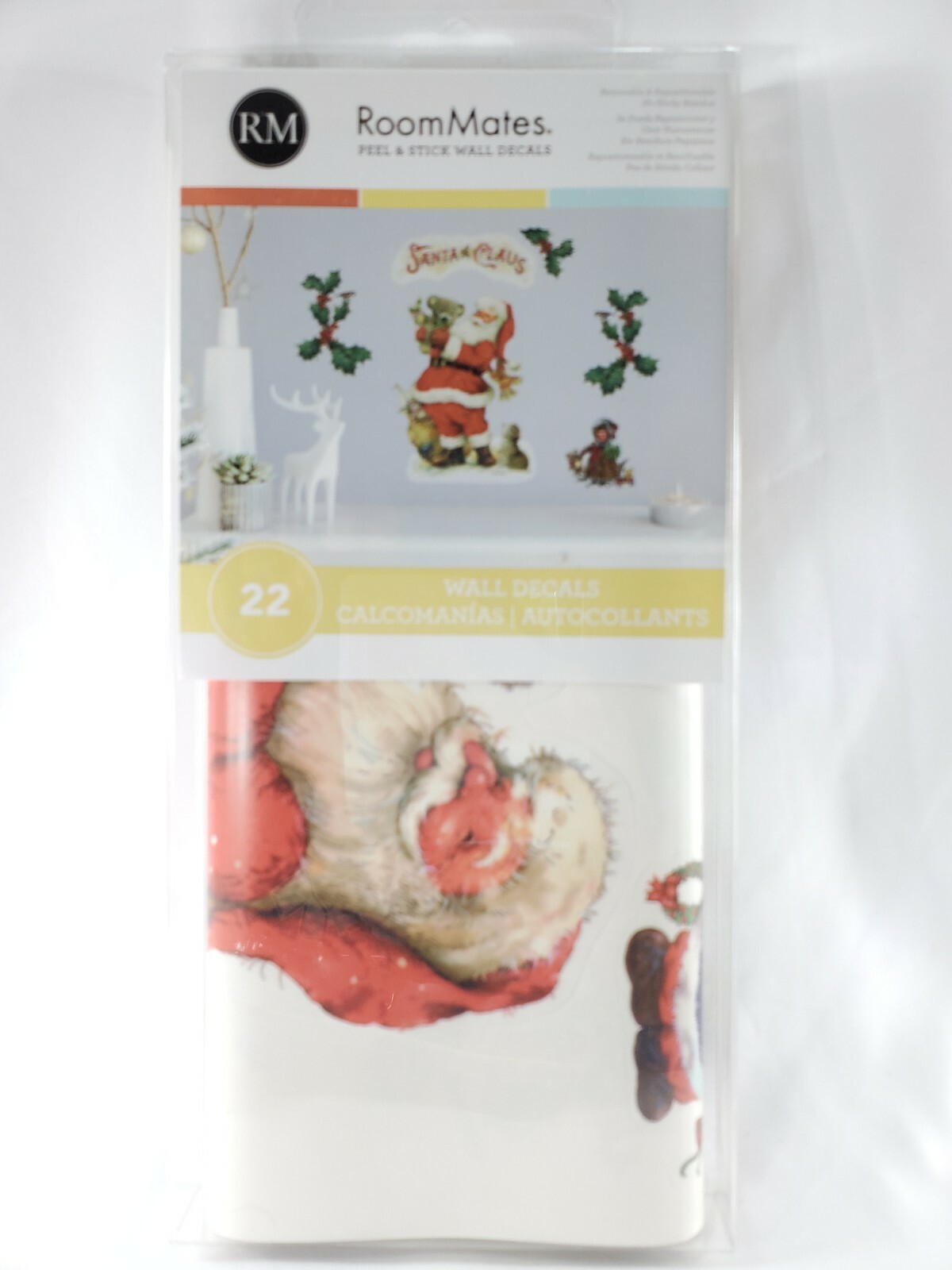 22 Pcs Santa Peel & Stick Wall Decals Set Peel and Stick Christmas Decorations