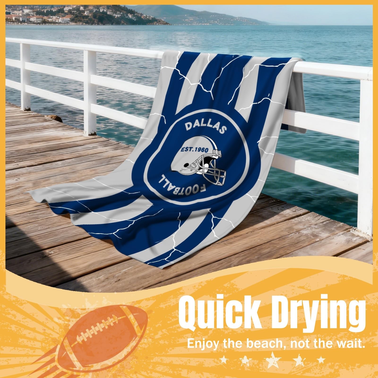 Football Fan Thin Lightweight Microfiber Beach Towel Dallas Themed Oversized …