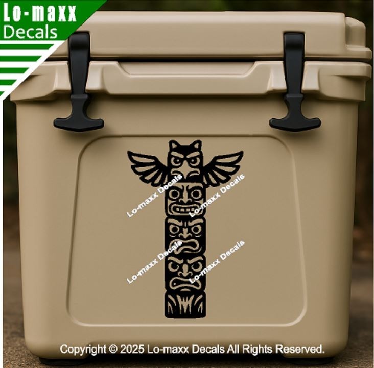 Totem Pole Tower Die Cut Sticker for Lockers, Laptops Lab Doors SUV Boats