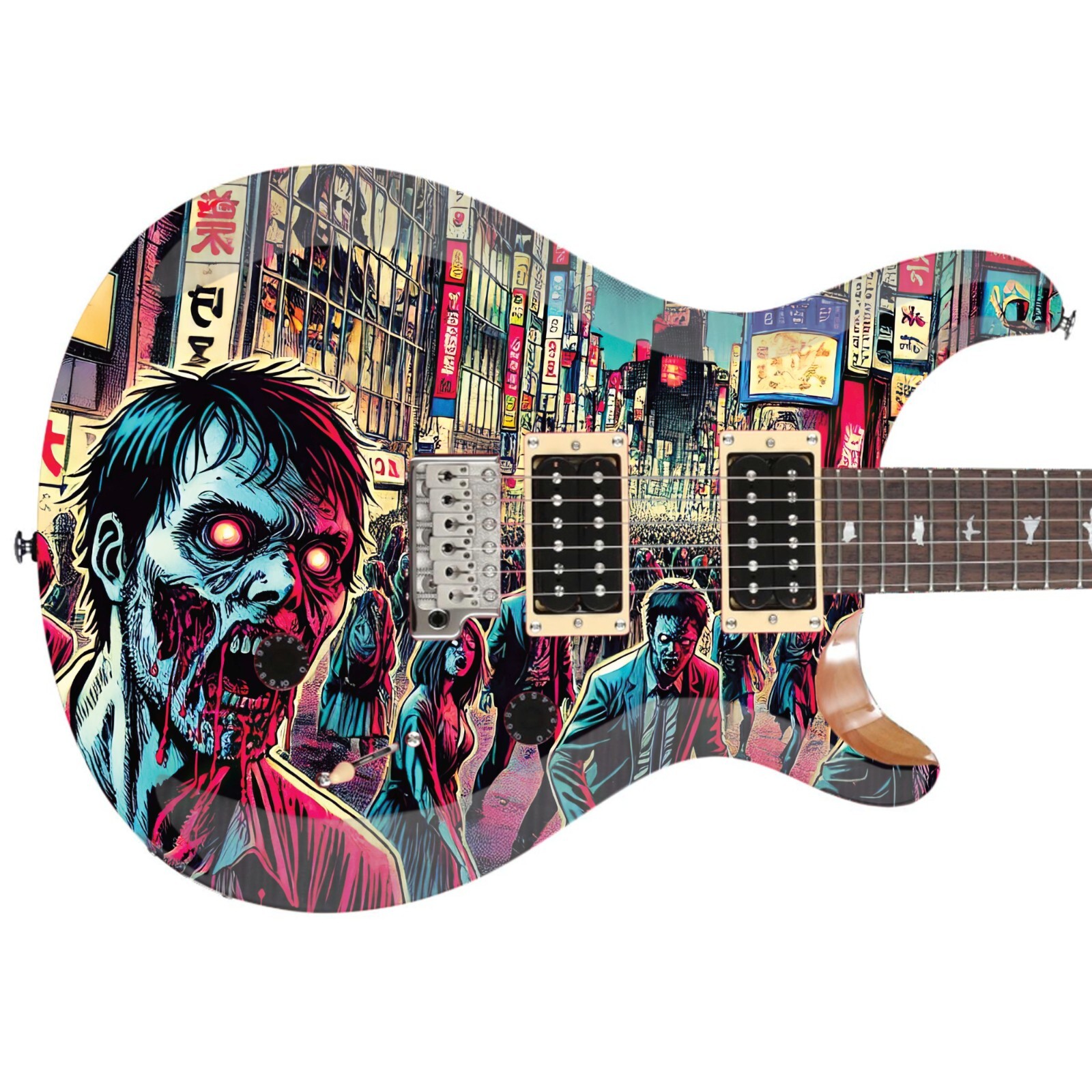 Guitar or Bass Custom Skin Wrap 'The Zombie March' Manga Style Printed Graphic