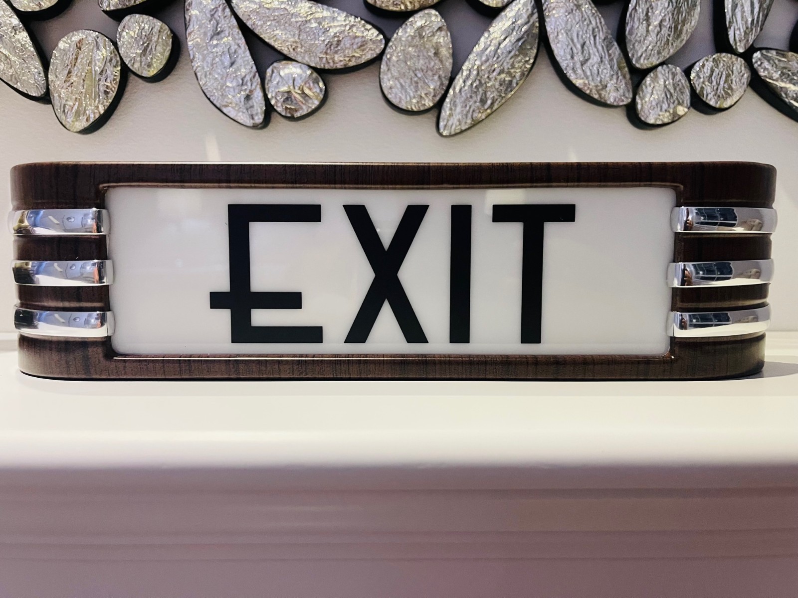 EXIT light up Art Deco style sign Home Decor Faux 14" 120V adapter USA Shipping