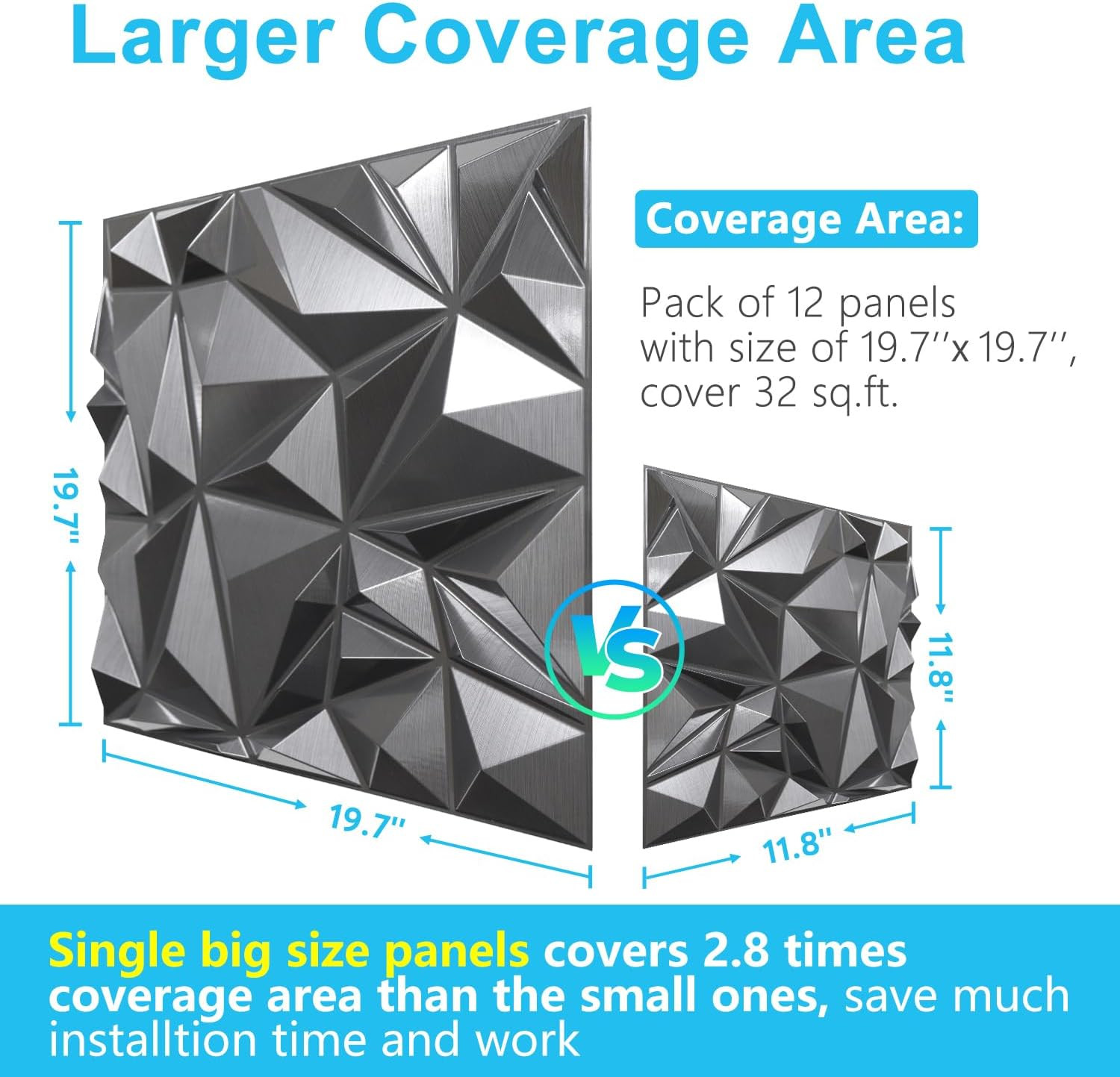 Brushed Silver Diamond 3D Wall Panels for Stylish Interior Decor