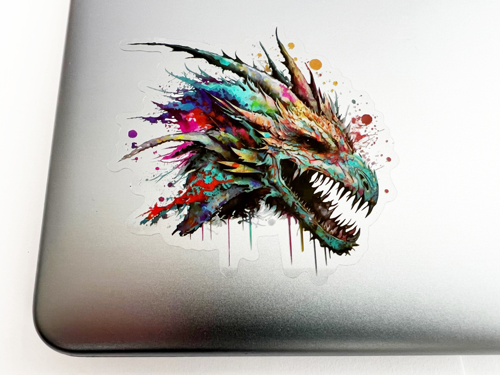 2x Colorful Dragon Head 3 Inch Transparent Stickers For Book Laptop Phone