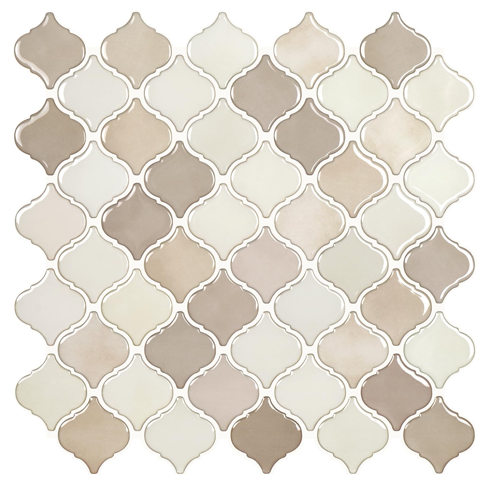 STICKGOO Arabesque Peel and StickAdhesive Wall Tile Stick on Tiles (Brown Beige)