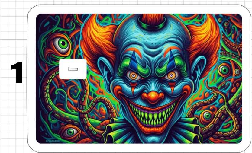 Acid Trip Demon Clown Credit Debit ATM Card Skin Sticker Trippy Gift Retro