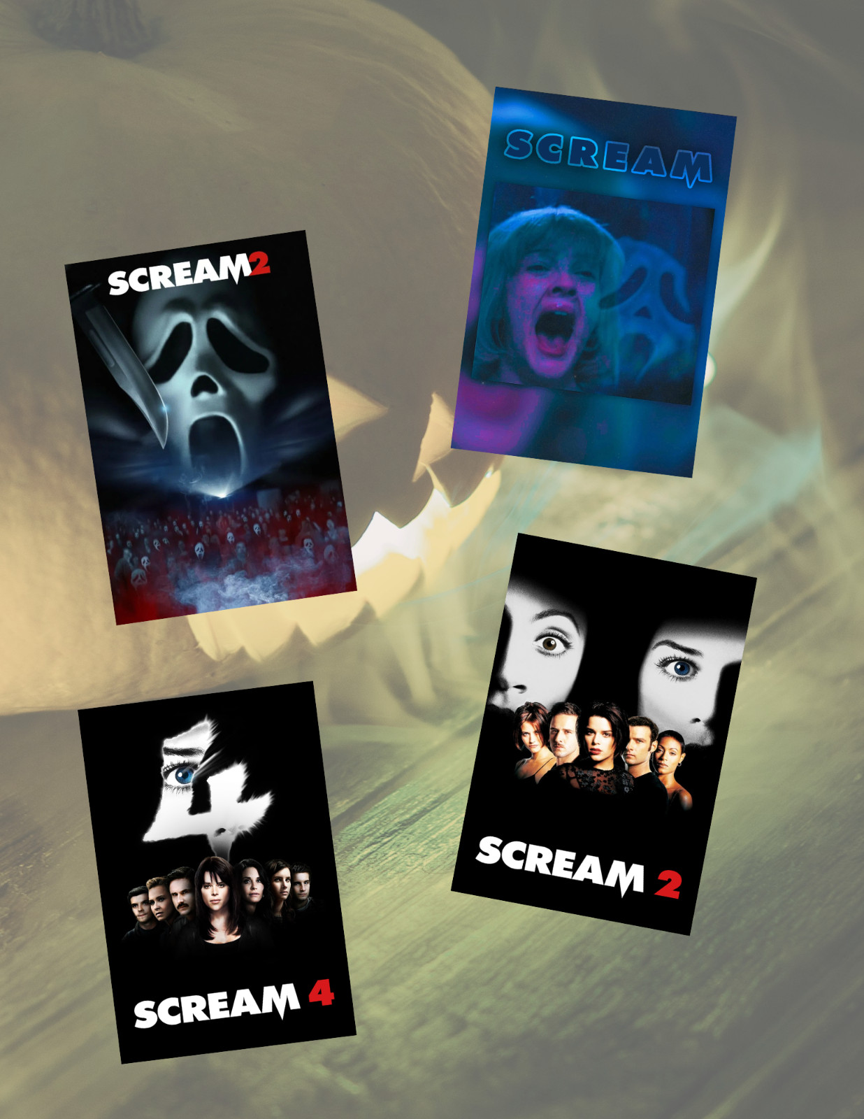 Scream Horror Movie Poster Style 4pc Sticker Pack
