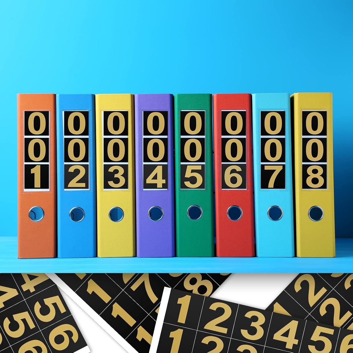 Gold on Black Waterproof Number Stickers 1 Inch for Various Indoor Outdoor Uses