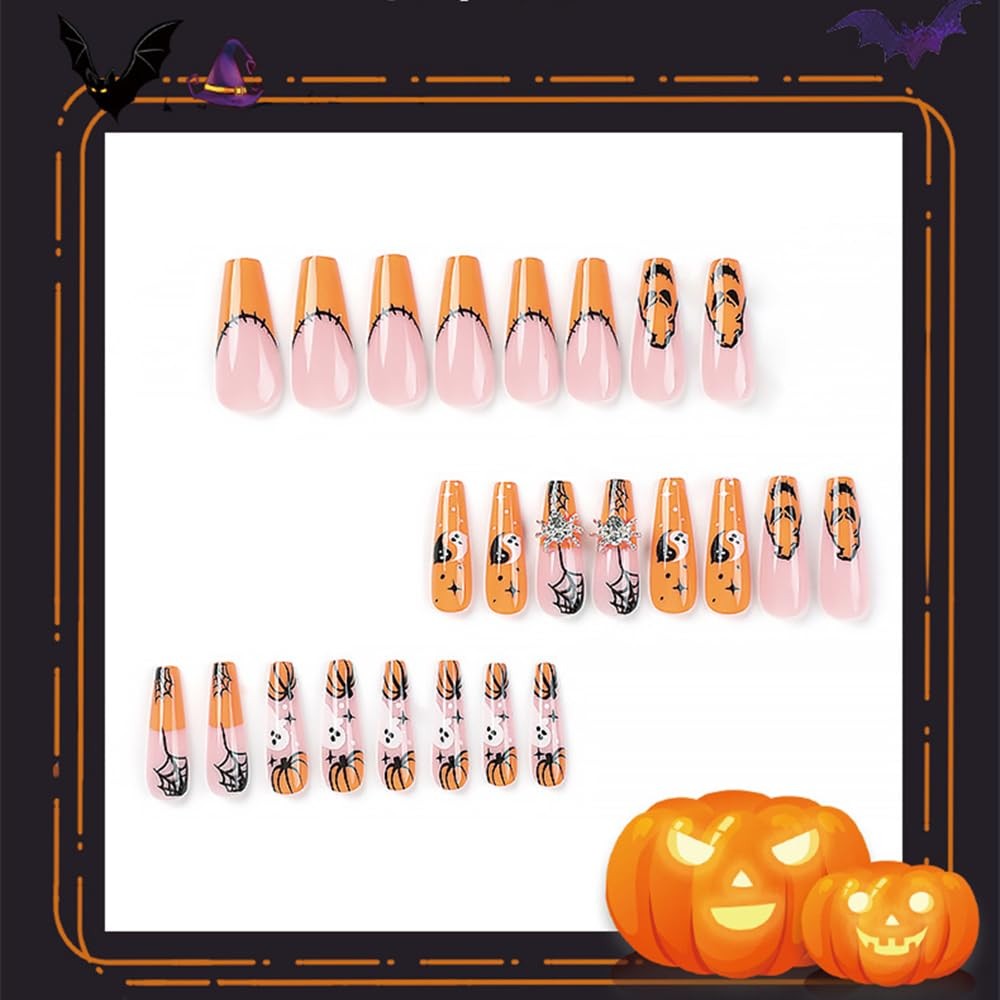 24 PCS Press On False Nails Short Medium Length Full Cover Acrylic Fake Nails Al