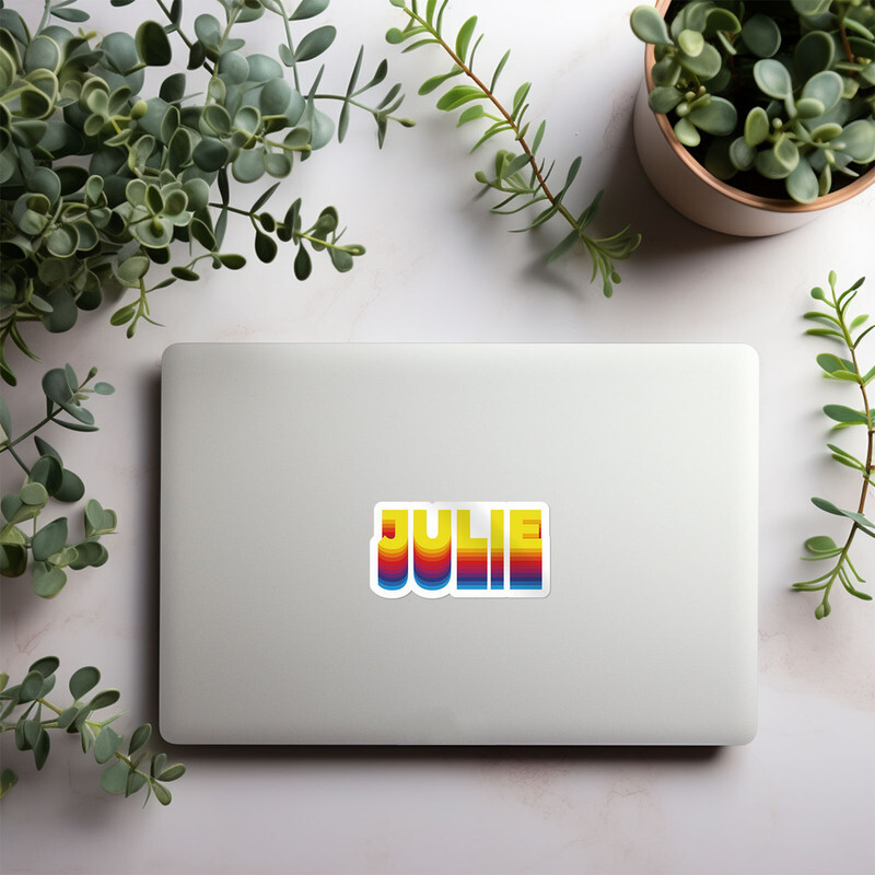 Rainbow Julie Name – Car Bumper Sticker Vinyl Art Decal