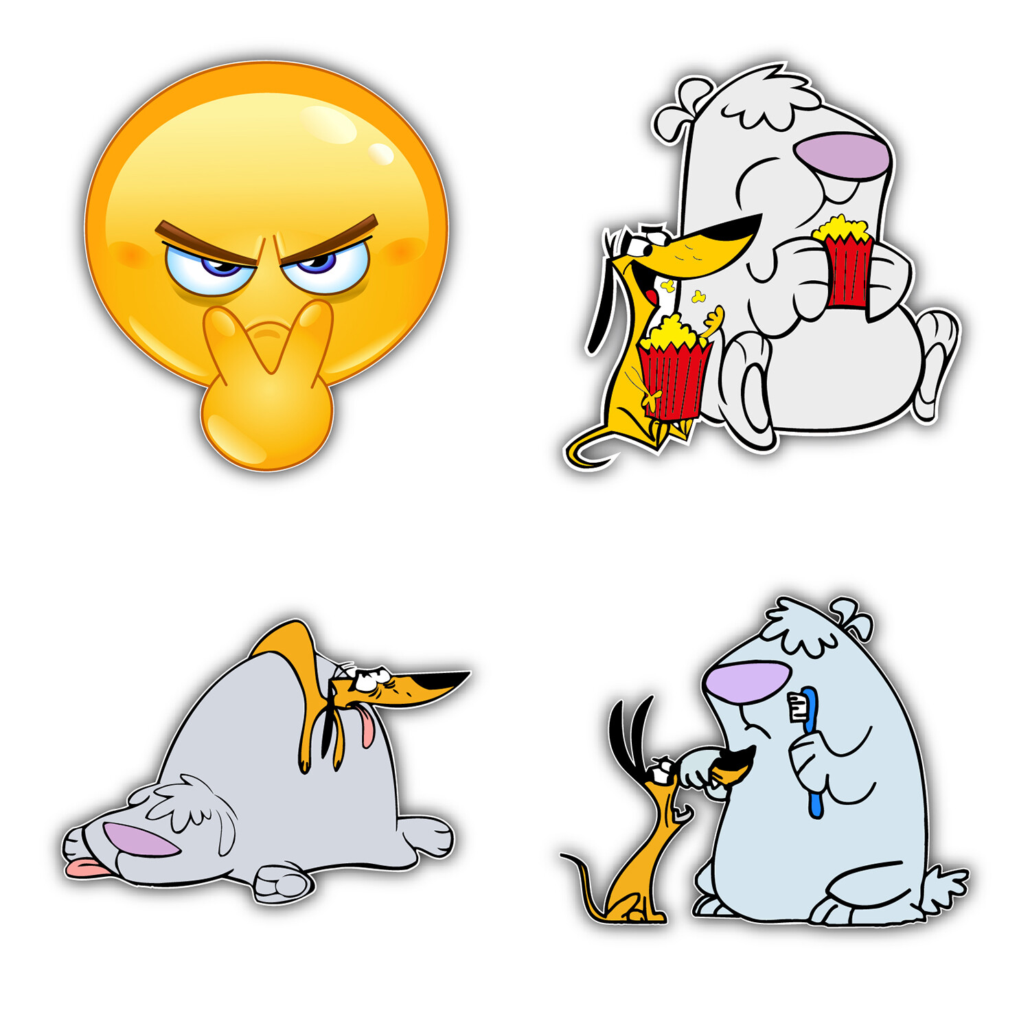 2 Stupid Dogs Cartoon Set Of 4 Vinyl Sticker Decals – 5" longer side