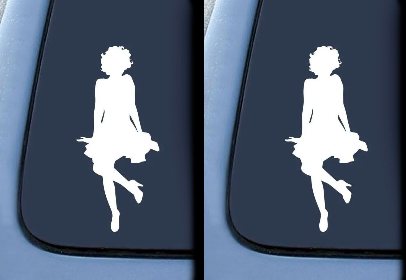 TWO Marilyn Monroe Silhouette Sexy Look 6" White Vinyl Decals Car Laptop Tablet