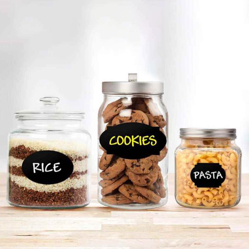 Black Labels Stickers With Pen Set Chalkboard Roll Waterproof Pantry Jar Sticker