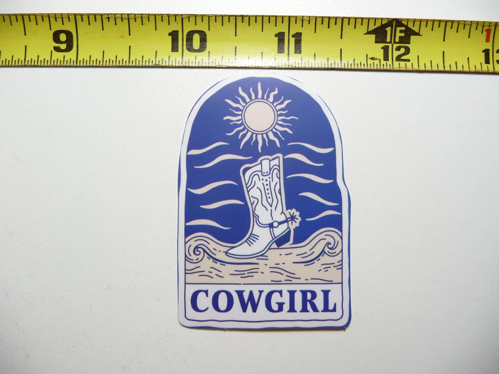 COWGIRL BOOT SUN HEAT SMALL STICKER DECAL COUNTRY WESTERN THEME FUNNY