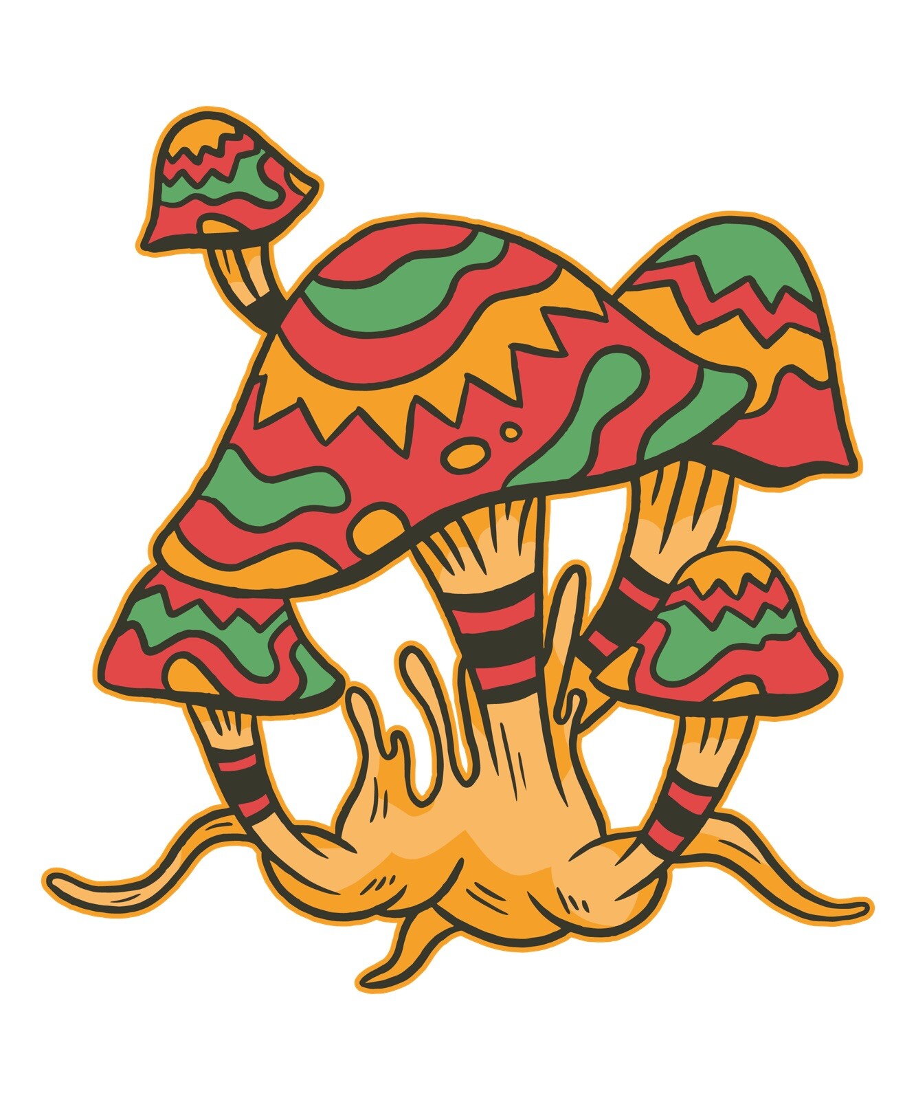 Mushrooms Sticker (2 Inch) Shrooms Hippie High Colorful Dream