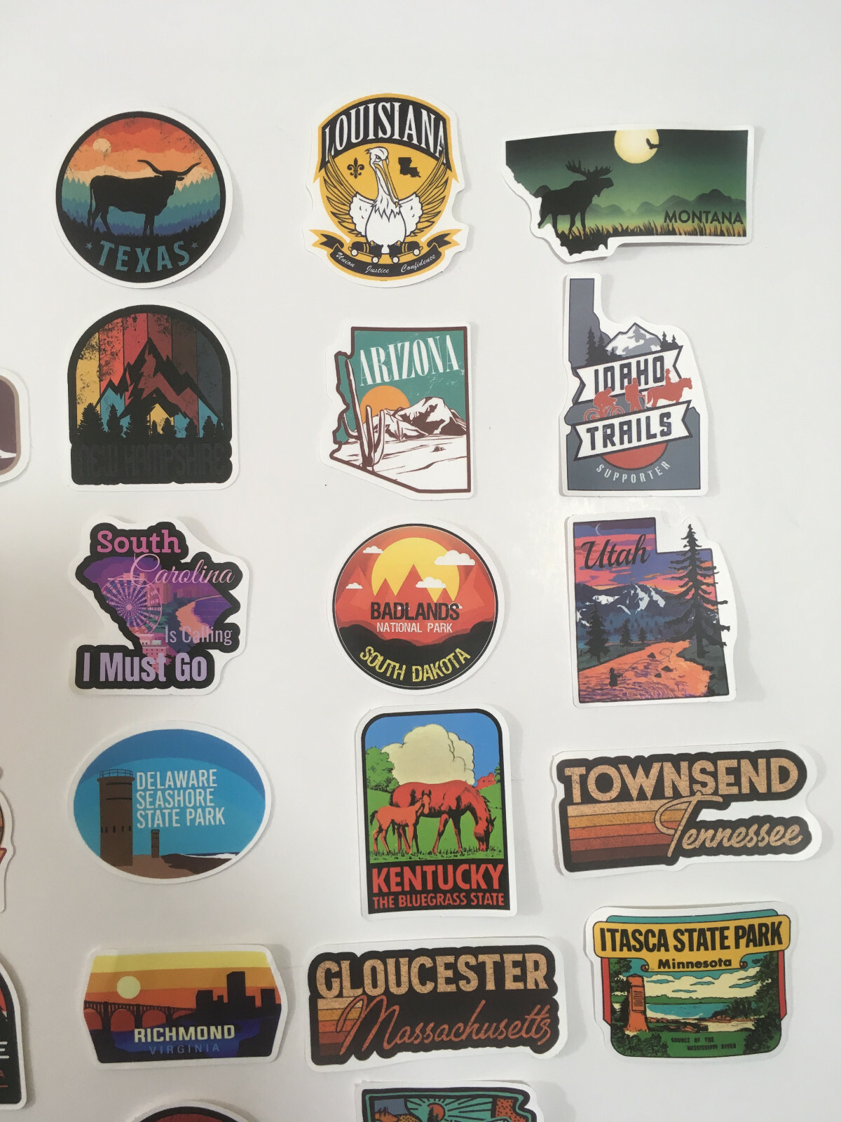 50 Pcs USA State Stickers Travel United States of America Sticker American