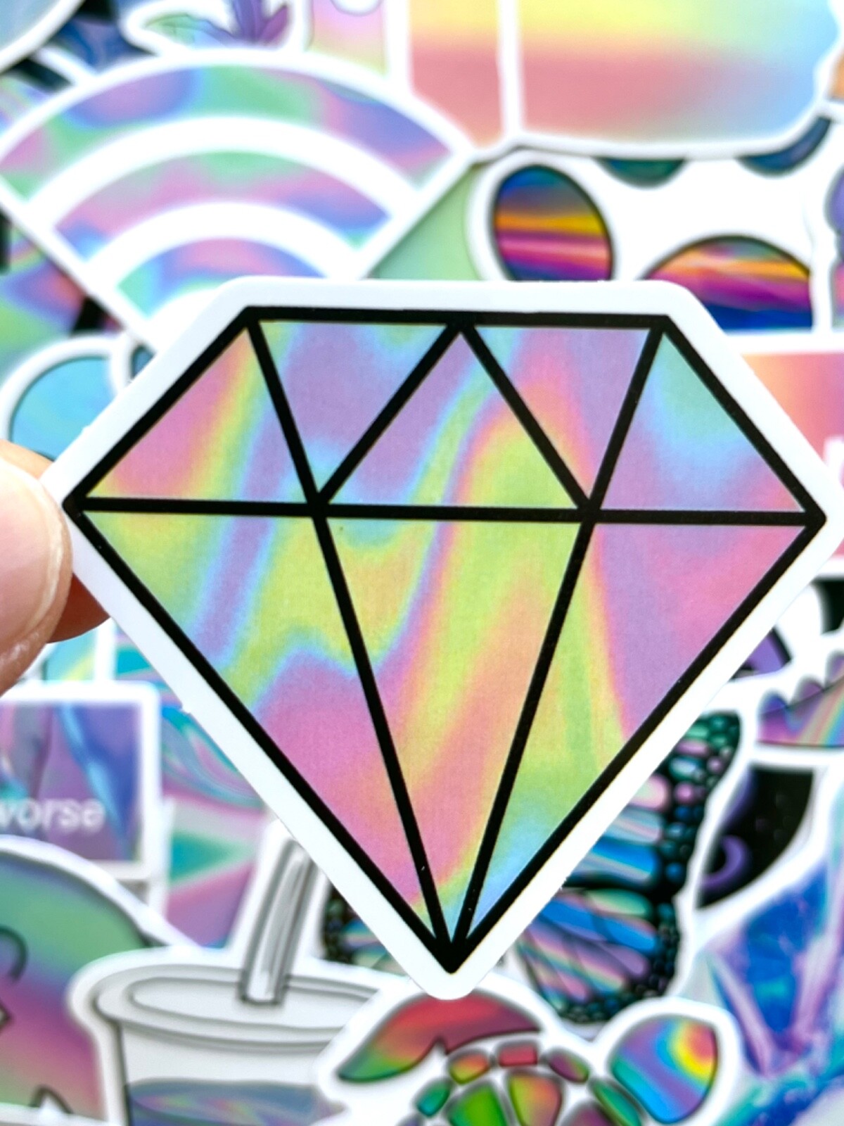 5-50 pcs Glitter Sun Catcher Stickers, Cute Cool Holographic Kawaii Laptop Decal
