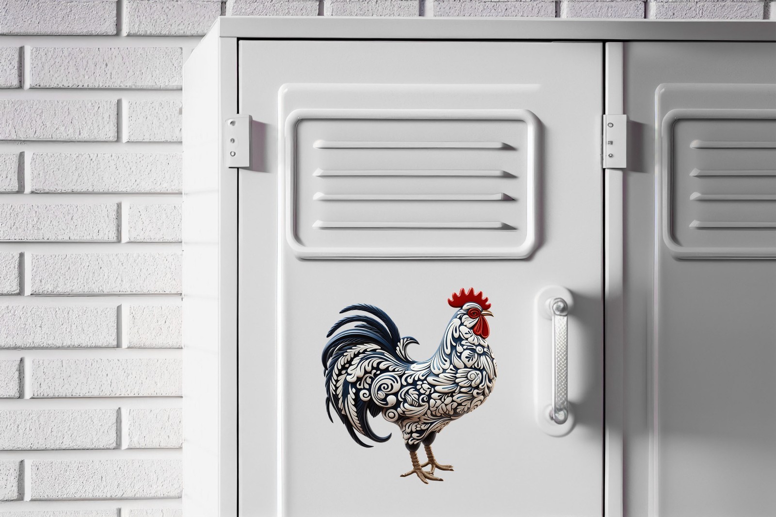 Blue and White Rooster UV DTF Transparent Sticker / Decal