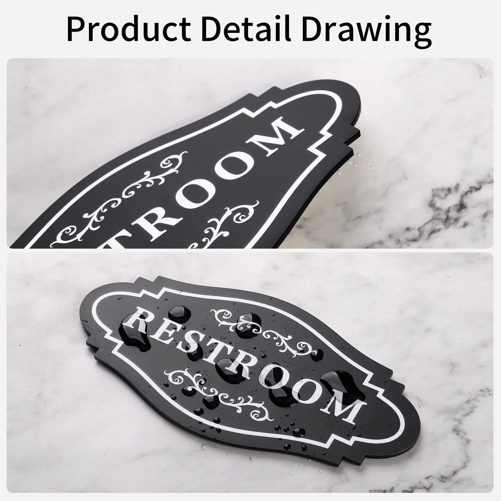 Restroom Sign,restroom signs for business,Modern Bathroom Sign,4 x 8 inch Wat…