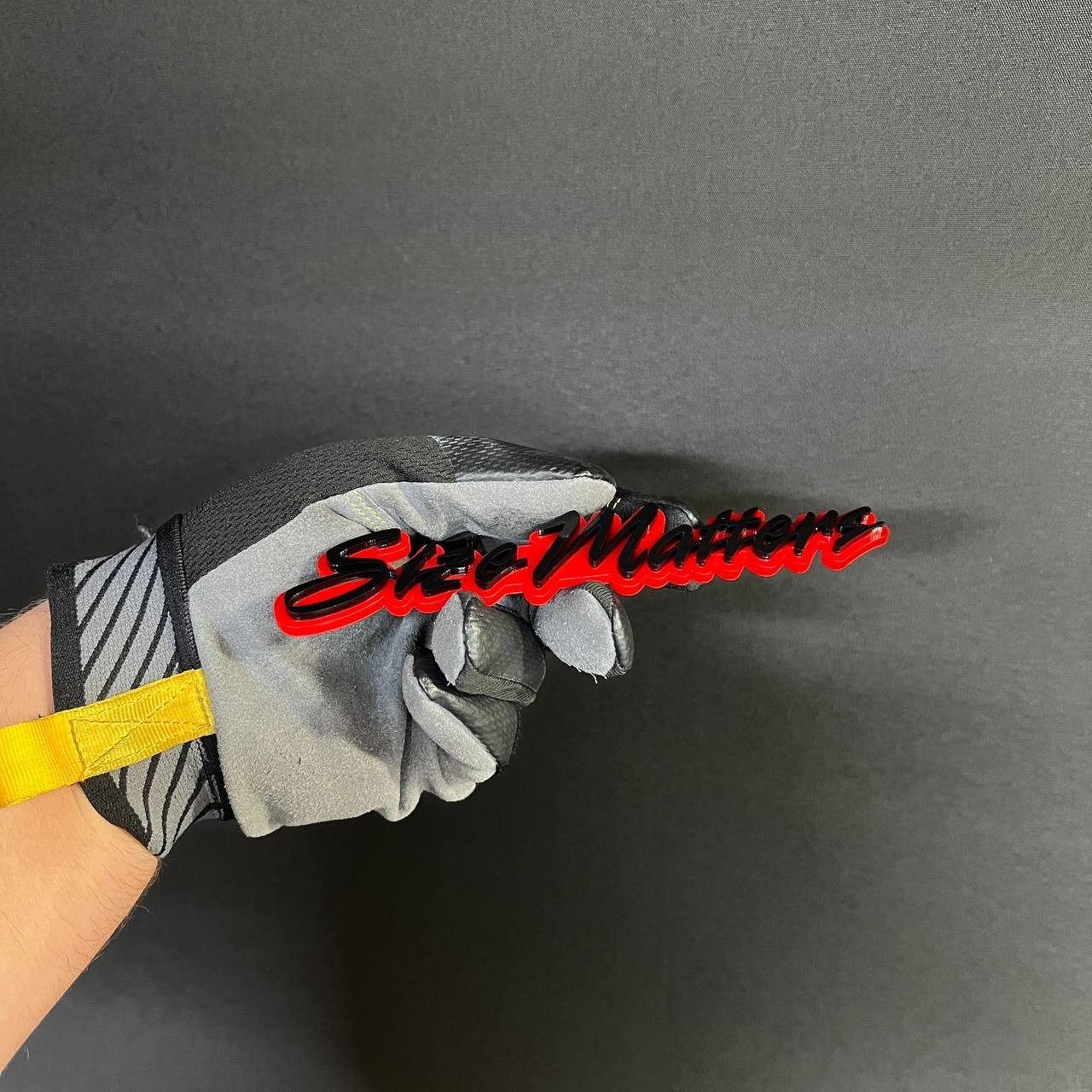1x "SIZE MATTERS" Custom Text 3D Acrylic Car Emblem Badge Multicolor Laser Cut