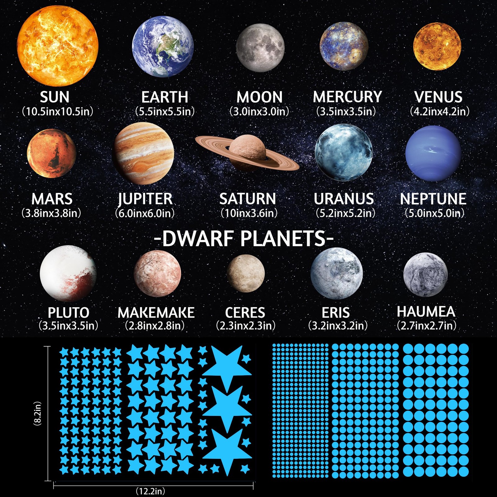 Solar System Wall Decals Glow in The Dark Stars 780 PCS, Glowing Planets Stic…