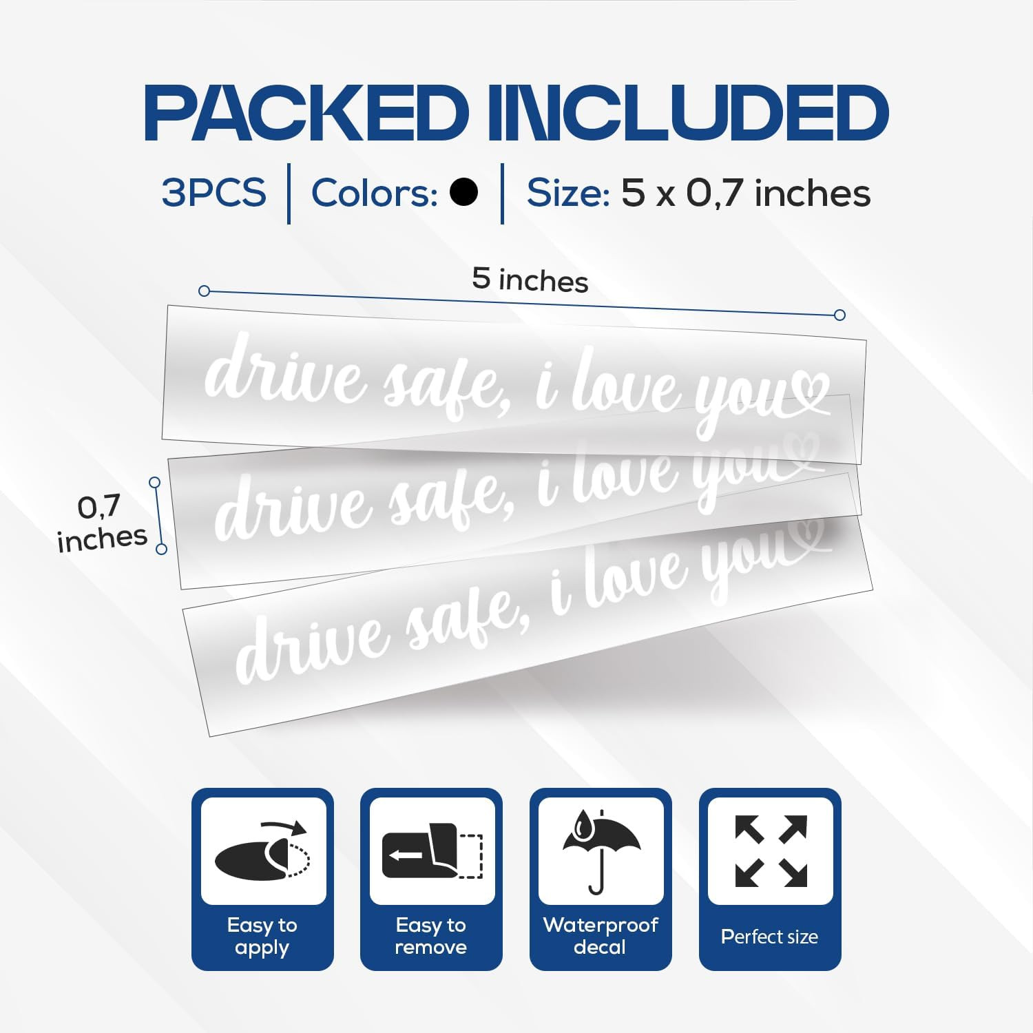 3X Drive Safe I Love You Mirror Vinyl Decals Sticker Stickers for Womens, Car