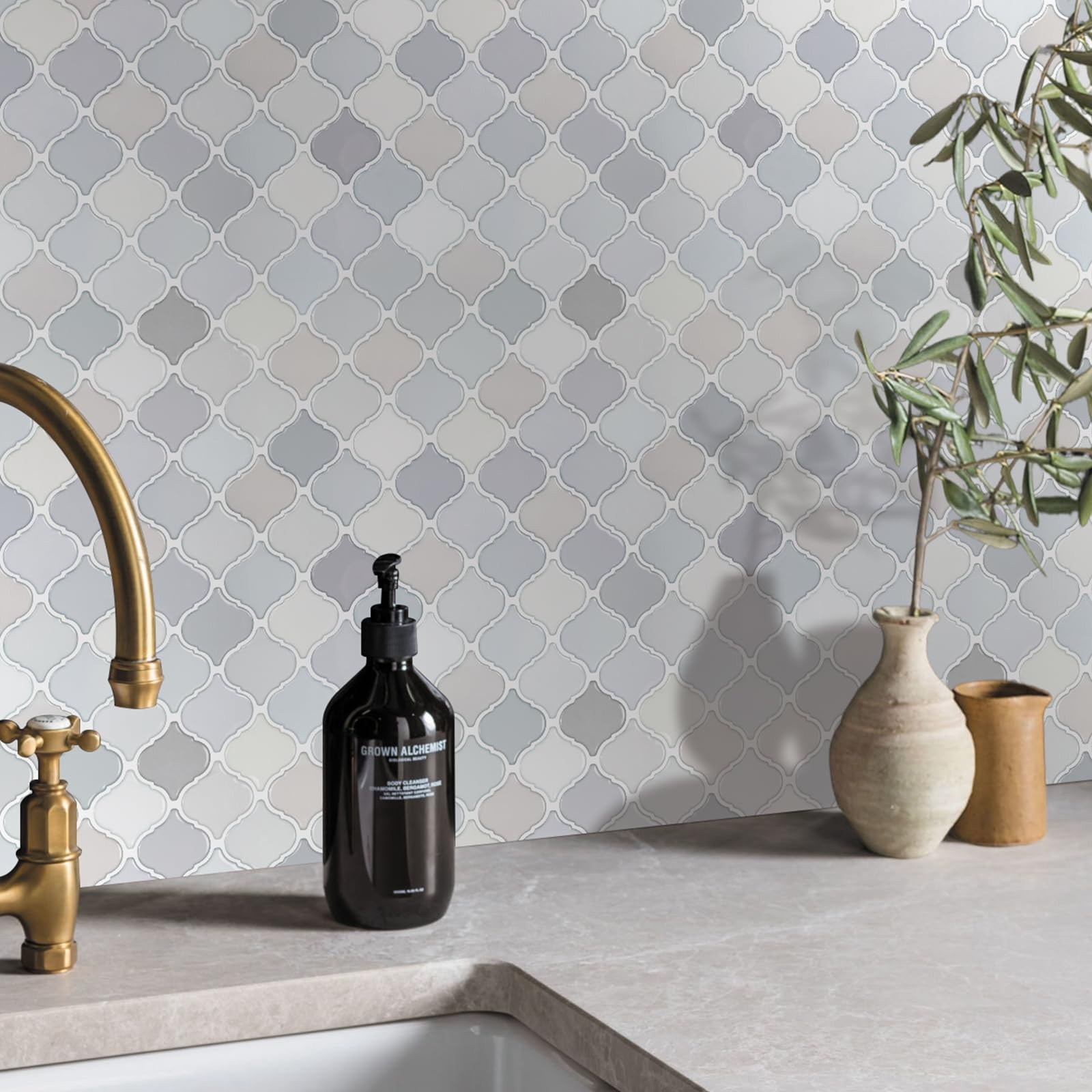 Azulejos Adhesivos Arabescos Gruesos Tonos Claros Para Pared De Lujo Pro