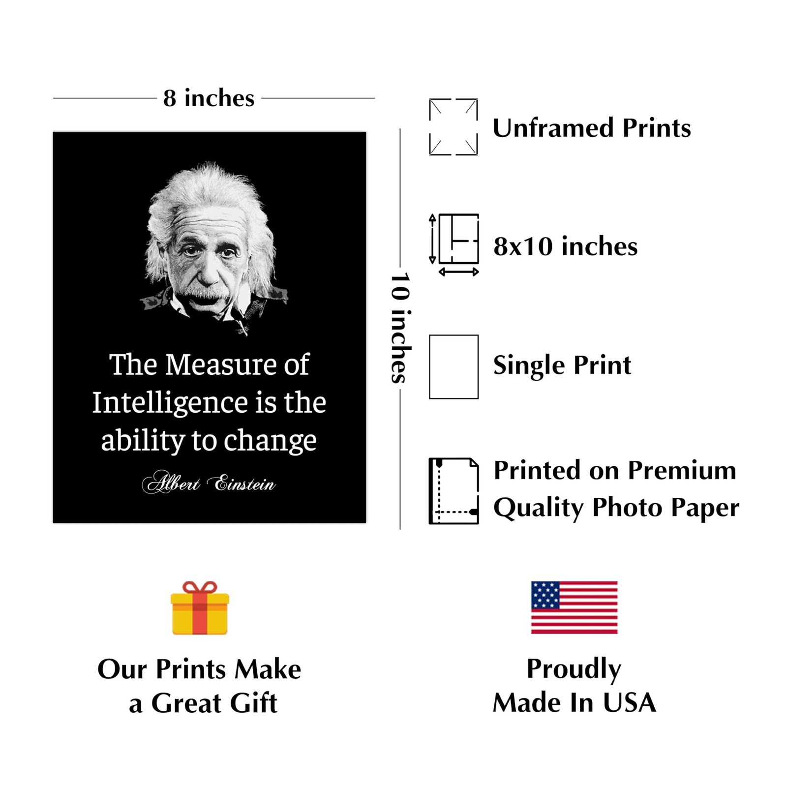 Albert Einstein Motivational Quotes Wall Art Print – Philosophical Decor for …