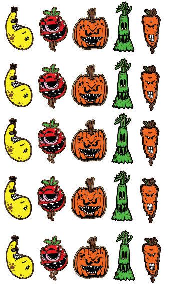 5" x 8" Veggie Sticker Sheet Glossy Orajet Vinyl Stationary Vegetable Stickers