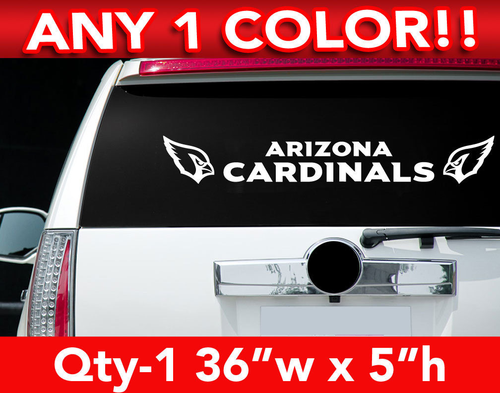 ARIZONA CARDINALS REAR BANNER DECAL STICKER 36"w x 4"h ANY 1 COLOR