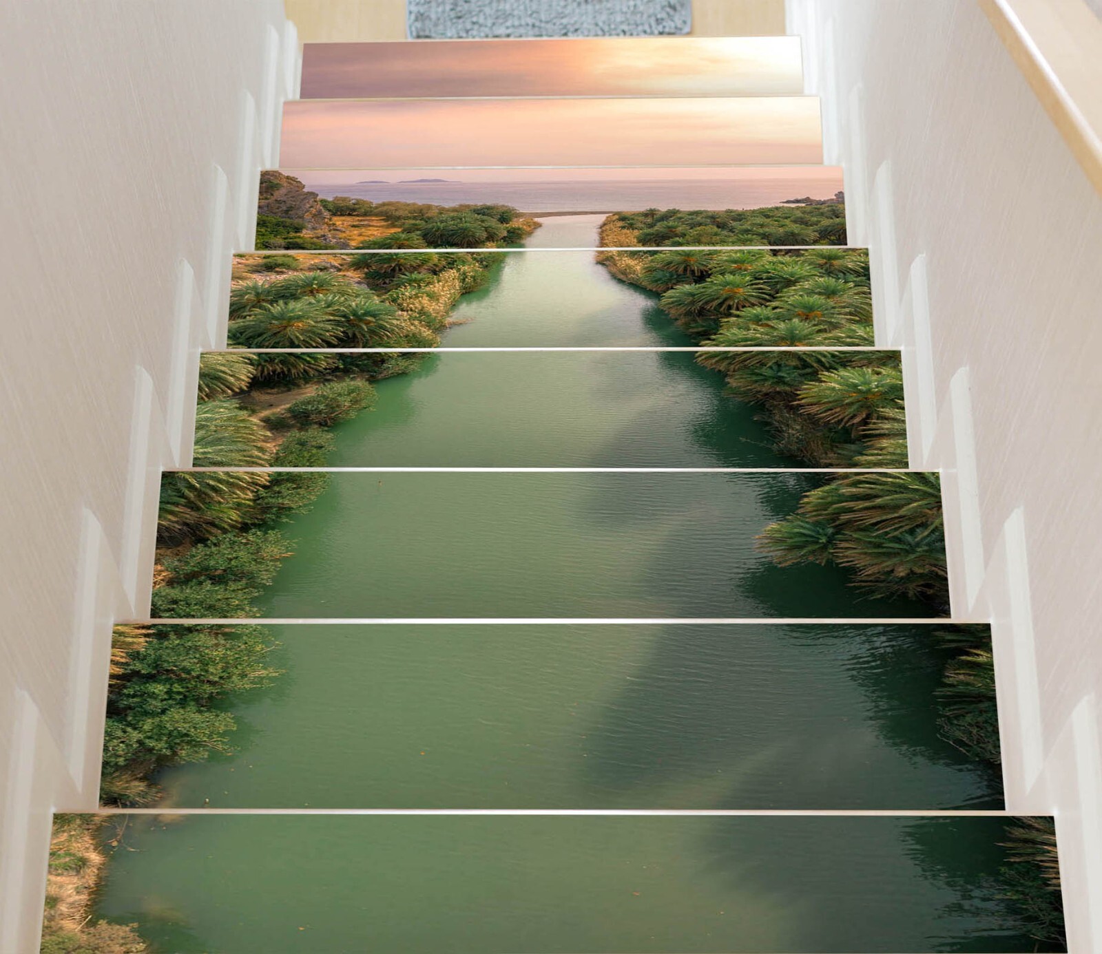3D Wide River W096 Stairs Risers Decoration Photo Mural Vinyl Wallpaper Vera