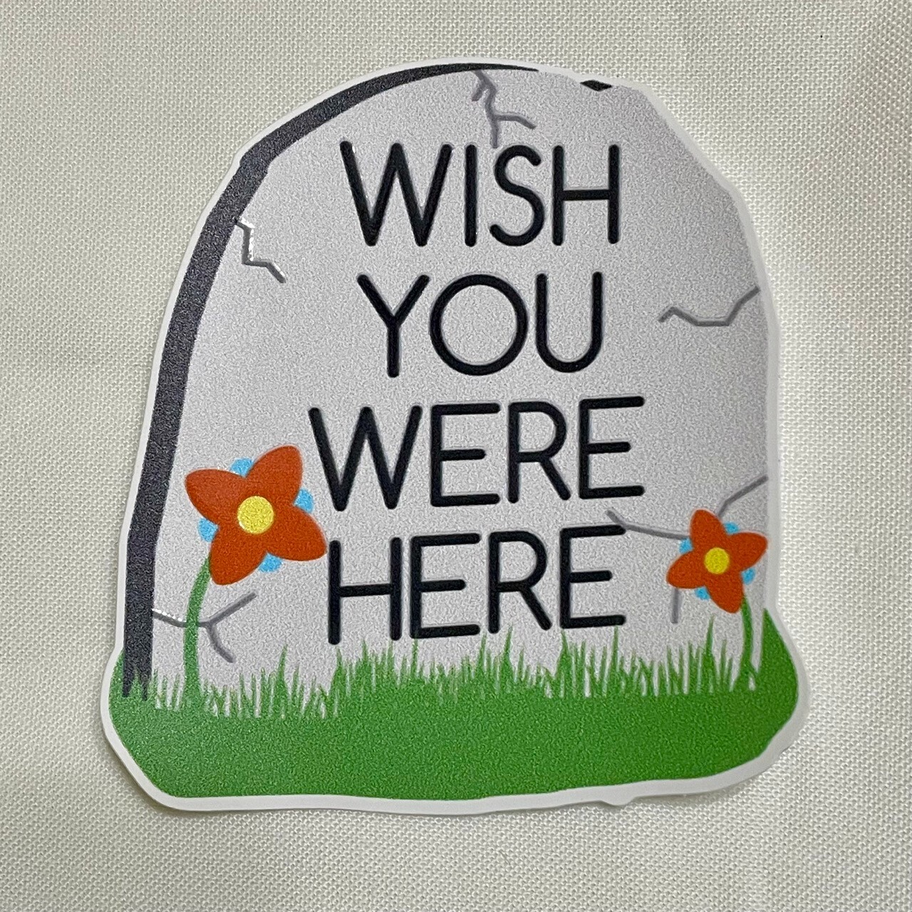 Wish You Were Here Tombstone UV Spot Raised Sticker Goth Emo Tattoo