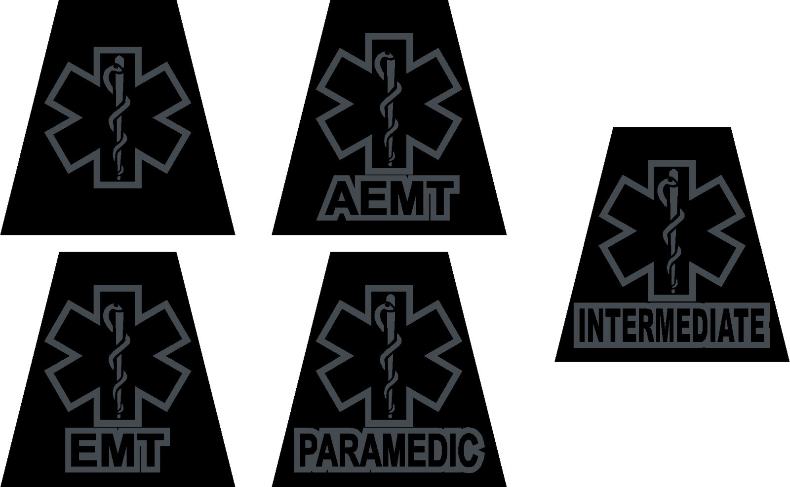 Reflective subdued Black EMT PARAMEDIC AEMT Tetrahedron Helmet Decal You Pick