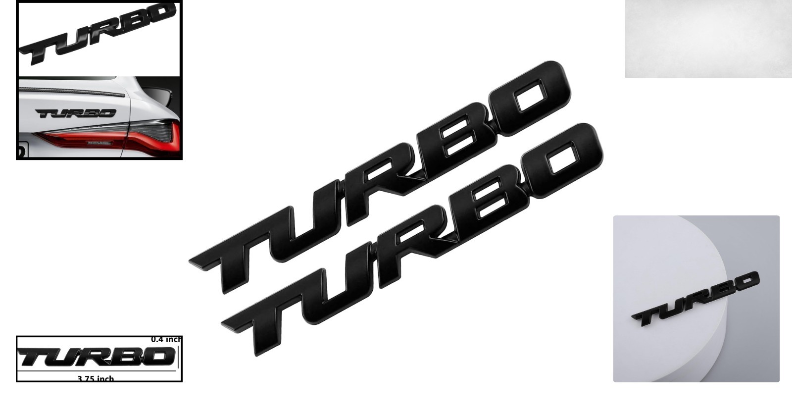 Universal 3D Turbo Emblem Badge in Black & Chrome – Dual Pack for Cars & SUVs