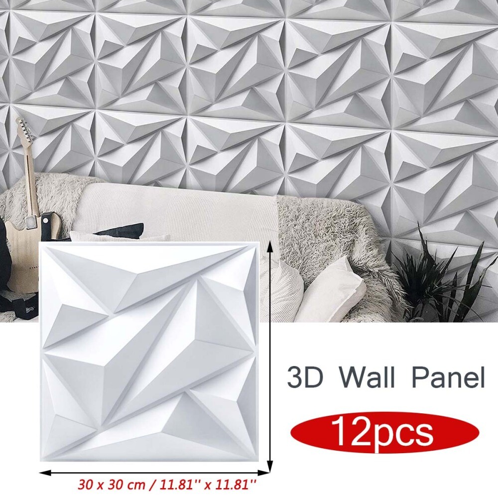 12pcs 3D PVC Wall Panels Wallpaper Fireproof Waterproof Cover to 35 Sq.ft
