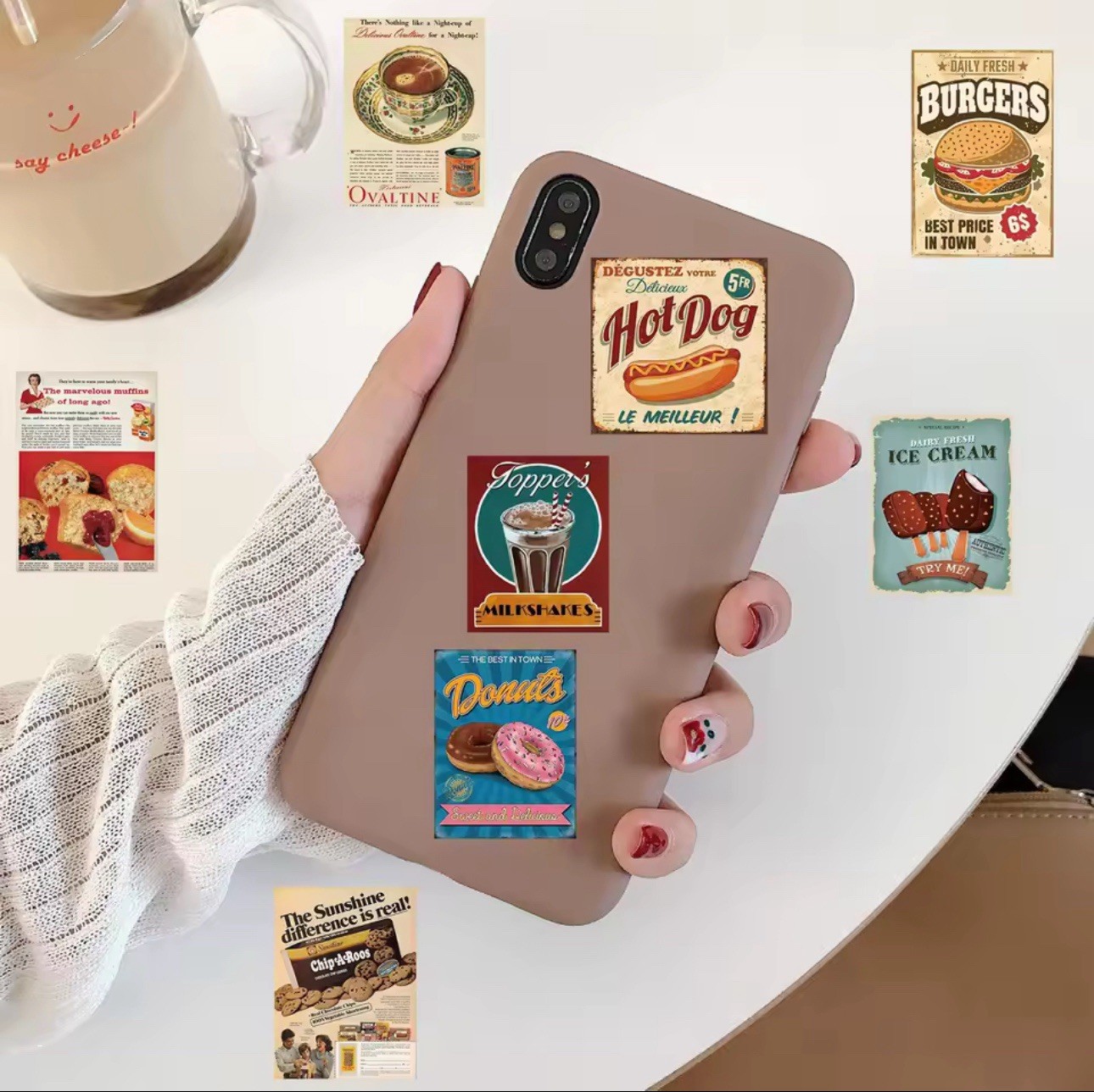50 PACK PCS Vintage Nostalgia Retro Antique Food Drinks Ads Labels Stickers Lot