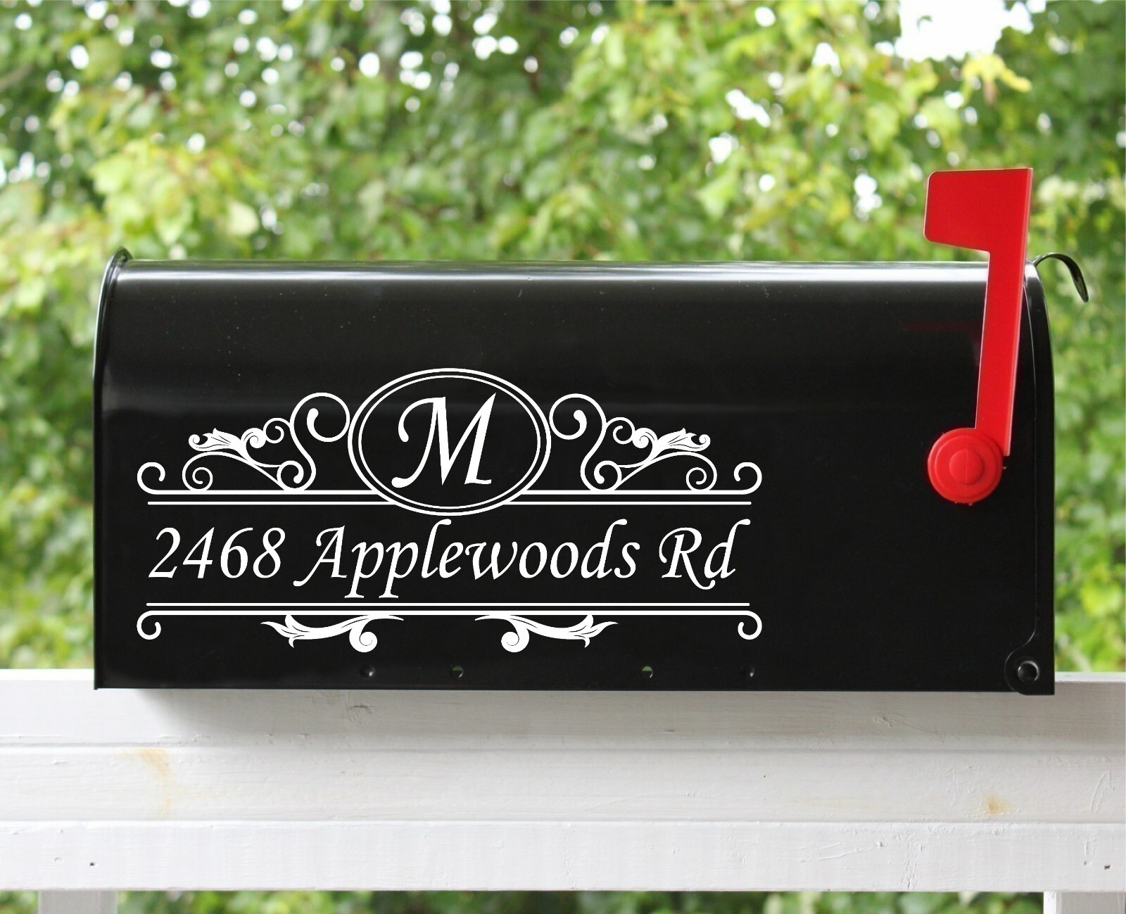 Set of 2- 11" x 5" Custom Mailbox Decals Sticker Initial & Street Many Fonts #10