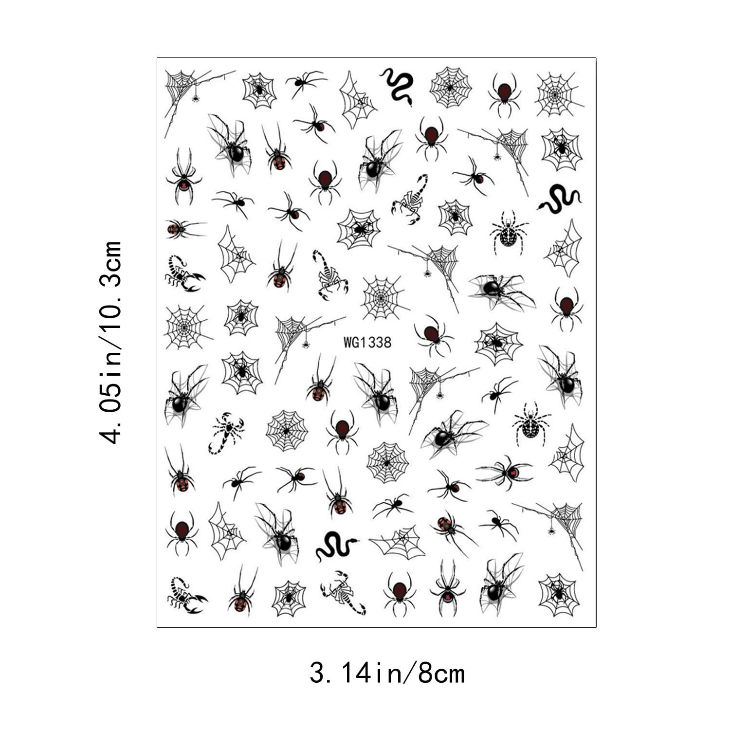 8 Sheets Halloween Nail Art Stickers for Women 3D Self-Adhesive 1, Style 12
